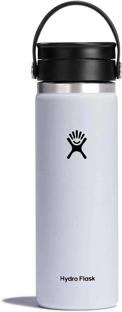Hydro Flask Wide Mouth Bottle with Flex Sip Lid - Insulated Water Bottle Travel Cup Coffee Mug White 20 oz