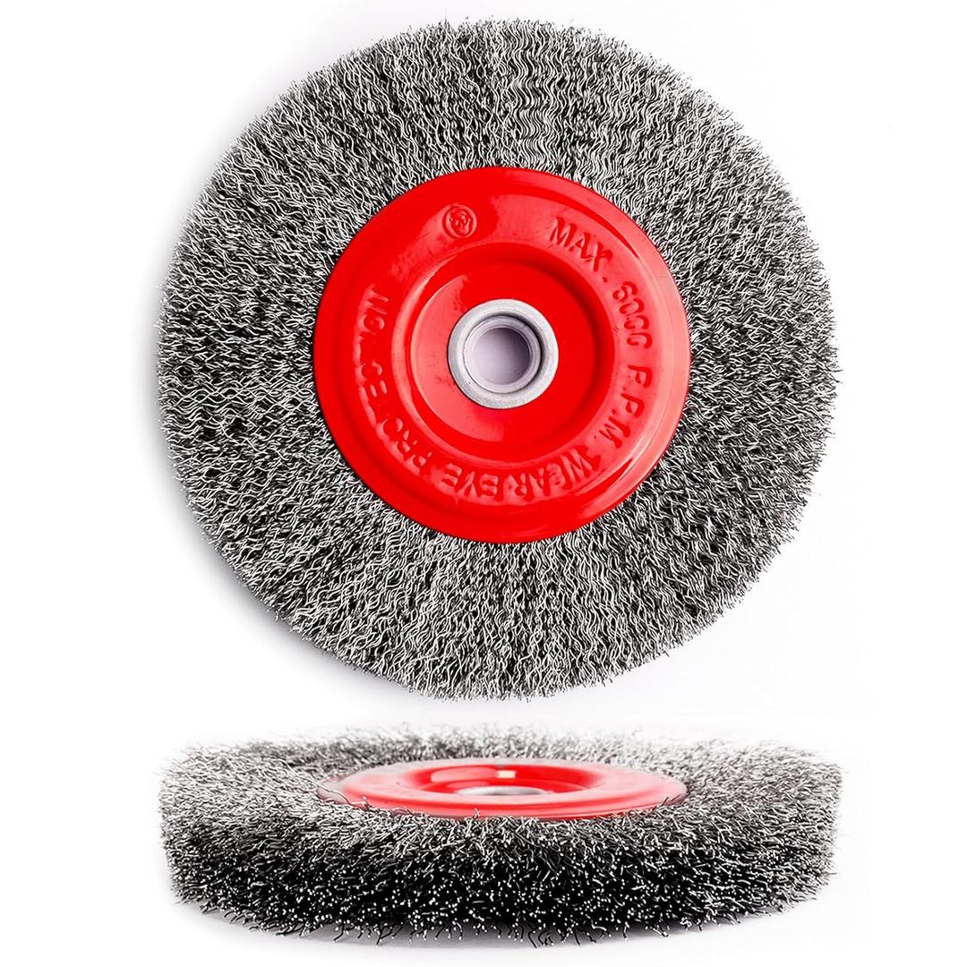 6 Inch Stainless Steel Wire Wheel Brush for Bench Grinder with 1/2-Inch and 5/8-Inch Arbor, 0.012" Coarse Crimped Stainless Steel Wire,for Rust Removal (1)