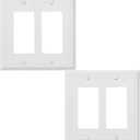 Double Decorator Light Switch Cover Belaire Beaded Metal Wall Plate, 2-Pack White 2 Gang Double Rocker, for Receptacle Dimmer GFCI Outlet Switch Cover Decorative Wallplate, Durable