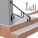 21.7" Outdoor Stair Handrails,1-2 Steps Stairs Rails-Wall Mounted Wrought Iron Hand Railing-Staircase Grab Rail-Heavy Duty Metal Art Handrail for Outdoor Steps-Porch Garage-Anti-Corrosion Carbon Steel