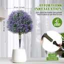 Lunmon Artificial Topiary Ball Trees Outdoor Set of 4, 24 Inch Faux Flower Topiary Bushes Plants with Ground Spikes, UV Resistant Artificial Shrubs for Porch Patio Garden Decor (Lavender,Purple)