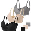 Vinfact 3 Pack Nursing Bras for Breastfeeding Seamless V Neck Maternity Bra Women Pregnancy Breastfeeding Bra M
