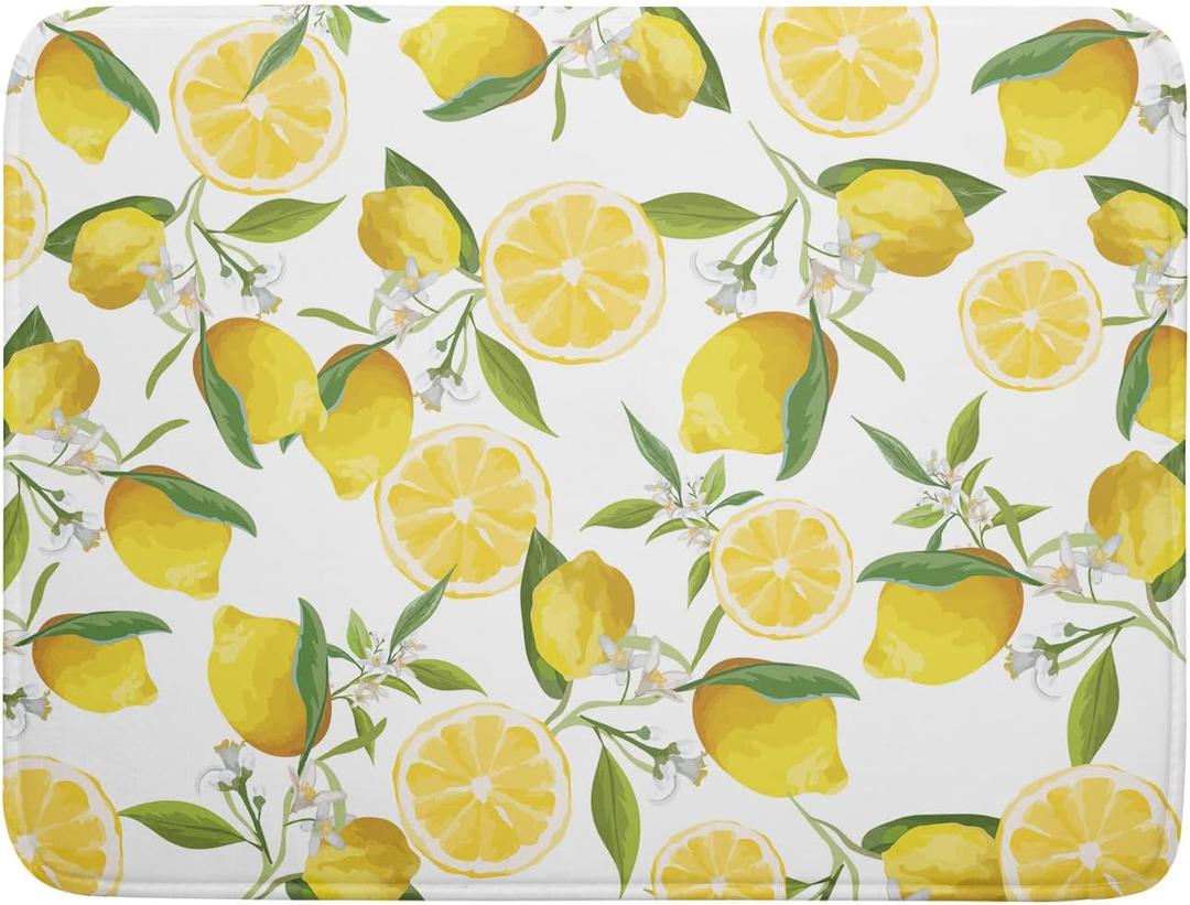 Lemon Dish Drying Mat for Kitchen Counter Spring Summer Microfiber Absorbent Dish Draining Reusable Washable Foldable Extra Large 18"x24"