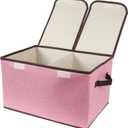 Foldable Fabric Storage Box, 16.5 x 11.8 x 9.8 inches (L x W x H), with Double-Lid & Dividers, Large Organizer for Home, Closet, Office(Pink)