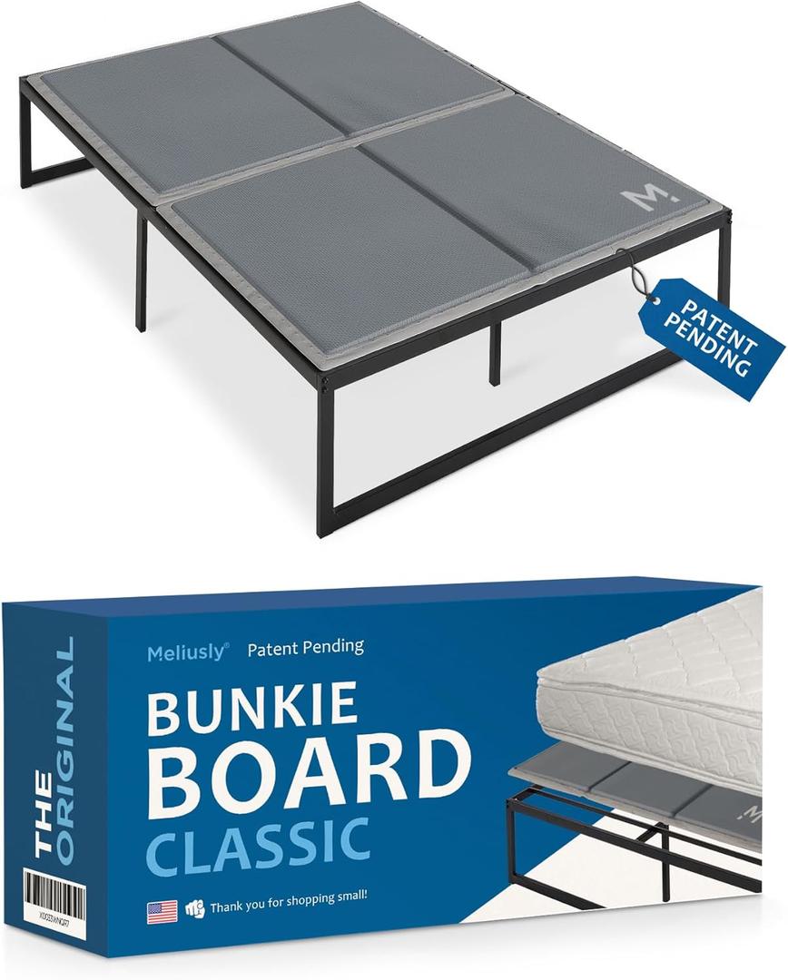 Meliusly Premium 10mm Bunkie Board Full Size (54x75'') Patent Pending Low Profile Bed Board Design - Breathable, Noise Minimizing, Moisture Resistant Bunkieboards, Low Profile Bed Support