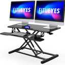 FITUEYES Height Adjustable Standing Desk 36 Wide Sit to Stand Converter Stand Up Desk Tabletop Workstation for Dual Monitor Riser FSD309101WB (Black)