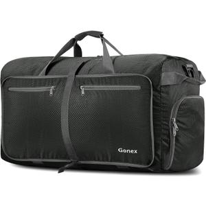Gonex 40L 60L 80L 100L 150L Large Foldable Travel Duffle Bag with Shoes Compartment, Packable Lightweight Water Repellent Duffel Bag for Camping Gym Weekender Bag (Gray)