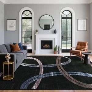 Lascpt Extra Large 9x12 Ft Area Rug, Abstract Modern Black Geometric Rug for Living Room, Faux Wool Throw Rug Indoor Floor Carpet, Non-Slip Washable Rugs for Women Men Bedroom Home Decor Lascpt Extra Large 9x12 Ft Area Rug, Abstract Modern Black Geometric Rug for Living Room, Faux Wool Throw Rug Indoor Floor Carpet, Non-Slip Washable Rugs for Women Men Bedroom Home Decor