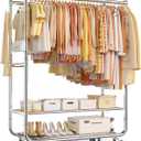 EAGMAK Heavy Duty Clothing Racks for Hanging Clothes 720 Lbs, Rolling Clothes Rack Double Rod Garment Rack with Lockable Wheels, Metal Closet Organizer for Bedroom, Laundry, Retail, Silver