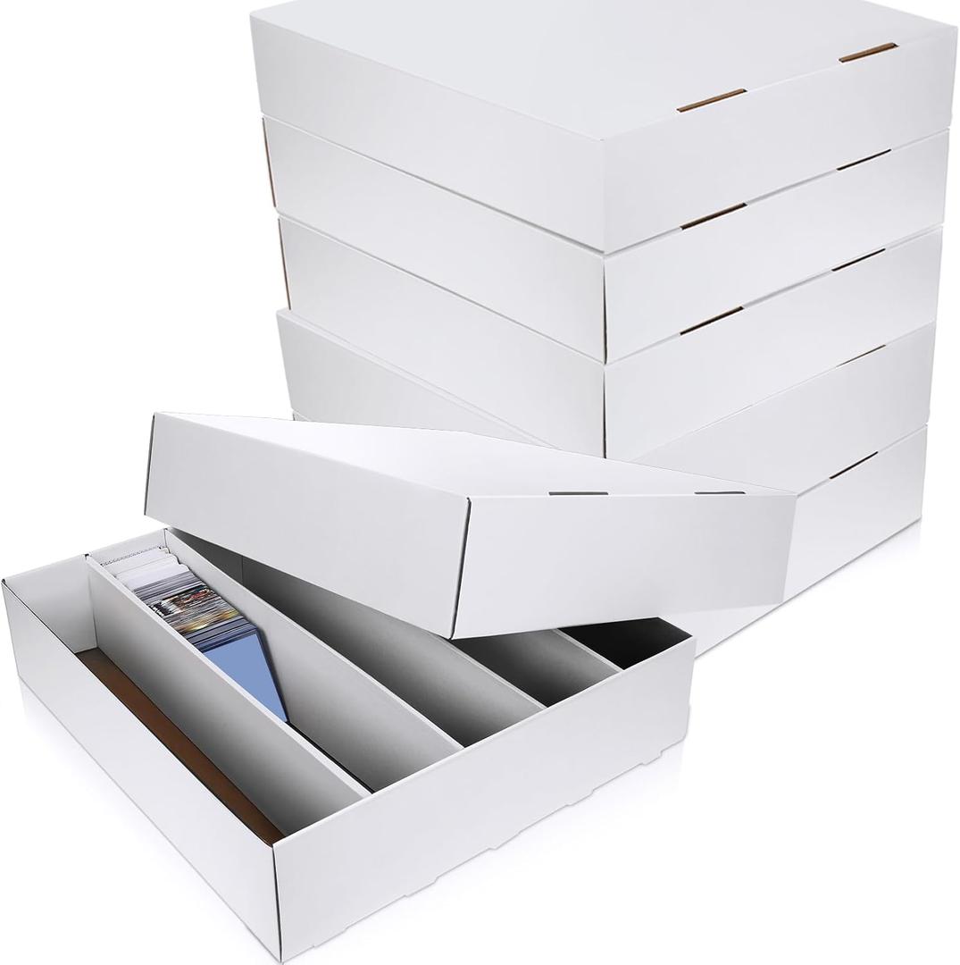 Yexiya 12 Pcs 5000 Count Card Storage Boxes for Trading and Gaming Cards White Cardboard Organizer with Divider Collector Holders Collectibles Box for Sports Basketball Collecting