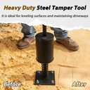 Steel Tamper Tool, Ground Tamper Tool with Adjustable Handle, Fillable Weight Tube, Buffer Spring, Heavy Duty Tamper for Efficient Leveling Soil, Installing Paving Stones, Asphalt, Driveways, Sand