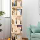 Bear Qiaqia Rotating Bookshelf, 360 Display 5 Tier Floor Standing Bookcase Storage Rack for Kids&Adult, Wood Narrow Book Shelf Organizer for Bedroom, Living Room, Study Room(63 * 17.32 * 17.32inch)