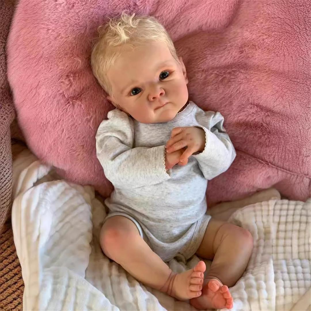 Lifelike Reborn Baby Dolls Boys - 18 Inch Real Baby Feeling Realistic-Newborn Baby Doll Soft Weighted Vinyl Body Real Life Baby Dolls with Complete Accessories & Gift Box for Kids Age 3+