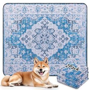 LOOBANI Washable Pee Pads for Dogs, 2 Pack Super Absorbent Reusable Puppy Pads Leakproof Dog Traning Pads, Waterproof Non-Slip Whelping Pad for Floor, Playpen, Crate, Couch-31 x36 (Blue)