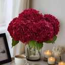 3 x MARTINE MALL 3Pcs 21in Hydrangea Artificial Flowers, Latex Real Touch Hydrangeas Lifelike Large Hydrangea Flowers for Home Decor Party Arrangements Wedding Bouquets Centerpieces (Burgundy)