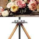 Tripod Easel TV Stand for 32 to 75 Inch LCD LED OLED Screen, Modern Floor TV Stand with Swivel Mount, Wooden Legs Minimalist Style, Portable Corner TV Floor Stand with Tray TV Mount (Light Walnut)