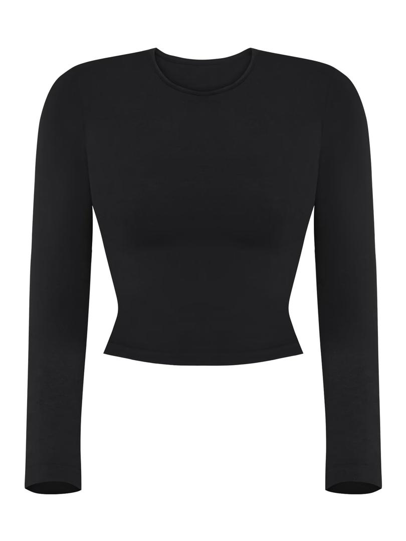 Sunzel Short Sleeve Fitted Basic T Shirts for Women, Soft Crew Neck Basic Crop Tee Cute Trendy Summer Tops Tight Tees L