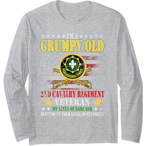 I'm A Grumpy Old 2nd Armored Cavalry Regiment Veteran Flag Long Sleeve T-Shirt, L