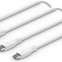 Belkin USB C to USB C Cable 2Pack, 6.6ft, 100W  Type C Charger, iPhone Charger Cord, Soft, Braided, Flexible for iPhone 17, Galaxy S25, Pixel 10, Airpods, iPad Pro, Tablet & More  White