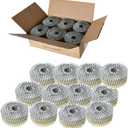 15-Degree Collated Wire Coil Siding Nails 1-1/4Inch x 0.092Inch 3600 Count Full Round-Head, Ring Shank, Hot-Dipped Galvanized for Rough Nailing of Lathing and Sheathing Materials