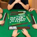 Wooden Mahjong Racks Set with Detachable Magnetic Pushers, 4 Racks & 4 Pushers,Includes 3 Dice, 2 Chip Packs & Carry Bag, Sturdy & Portable Family Game Night Set