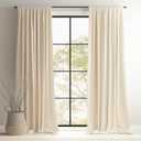 Topfinel Beige Cream Velvet Blackout Curtains 84 Inches Long, Ivory Tan Room Darkening Thermal Insulated Soundproof Modern Nursery Rod Pocket Back Tab Winter Drapes for Living Room Bedroom 2 Panels (52"W x 84"L (Pack of 2))