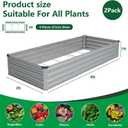 Vengarus 2 Pack 9x3x1FT Galvanized Raised Garden Bed Kit, Outdoor Metal Planter Box for Vegetables, Rectangular Steel Container, Easy Assembly (Silver)