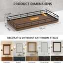 Toilet Paper Basket Organizer Oak Wood Toilet Tank Tray with Metal Frame, Bathroom Counter Top Storage for Toilet Paper, Wipes & Decor, Modern Narrow Back of Tank Shelf Organizer, Black & Brown