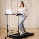 Standing Desk Adjustable Height, Mobile Stand Up Desks with Wheels Small Computer Desk Rolling Desk, Portable Laptop Desk Black Standing Table Sit Stand Home Office Desks 16"x31.5" Height 27"-43.5"