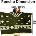 Clint Eastwood, Alpaca Wool Poncho: Western Style, Unique and Handmade in Ecuador. Thick, Warm and Soft Wool Poncho (One Size, Olive Green)