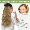 KooKaStyle Invisible Wire Hair Extensions with Transparent Headband Adjustable Size 4 Secure Clips Long Wavy Secret Wire Hairpiece for Women (20 Inch, Light Brown mix Golden Blonde)