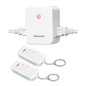 DEWENWILS 2 Side Outlets Remote Control Outlet with 2 Remotes, No Interference Wireless Remote Outlet Light Switch with 2 Outlets, 15A/1875W, 100ft RF Range, Programmable