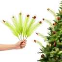 15.7 Inch Christmas Tree Topper - 24 Pcs Green and Red Tree Picks with Decorative Balls - Whimsical Xmas Decor for Holiday Party & Home Decor