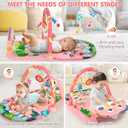 UMIKU Baby Play Mat Baby Tummy Time Mat Activity Center for Newborn Infant Piano Play Gym Mat Music & Light Babies Gifts Boy Girl for Babies 0-6 6-12 Months, Pink Dinosaur