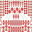 120 Pcs Red and Gold Christmas Tree Ornaments Christmas Ball Snowflake Hanging Candy Ornaments Swirl Lollipop Ornament Candy Cane Decorations for Xmas Tree Party Decor