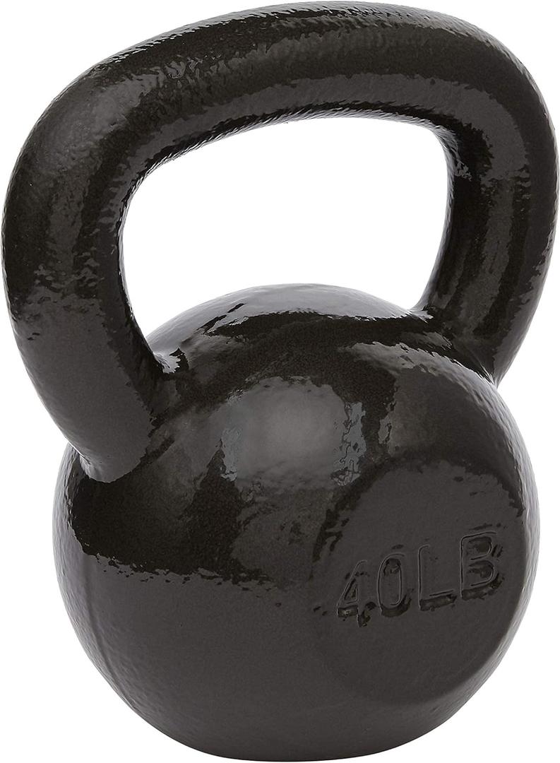 Amazon Basics Cast Iron Kettlebell for Strength Training, Wide Handle, 40 Pounds, Black