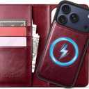DJBull 2-in-1 Detachable Wallet Case for iPhone 17 Pro Max 6.9" RFID Blocking Flip Folio with Card Holder | PU Leather Shockproof Protective Cover Women Men for Apple 17 Pro Max Phone Case Wine Red
