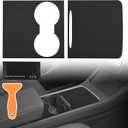 Tinlucys Center Console Protector Cover Designed for Tesla Model 3/Y 2021-2024(Not for Model 3 Highland),TPE Armrest Cover,Center Console Wrap Cover,Waterproof Wireless Charger Silicone Mat(Black Set)