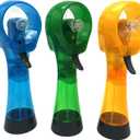 Water Misting Fans Portable Personal Handheld Spray Fan Cooling Outdoor Cooler, Pack of 3 (Blue/Green/Yellow)