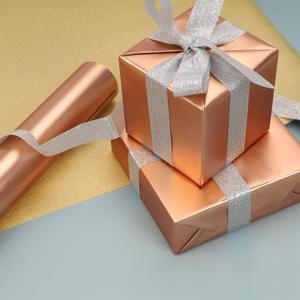 BIOBROWN Christmas Wrapping Paper Jumbo Roll with Trim Ribbon 30 Inch X 40 Feet (100 sq. ft. ttl.) Matte Champagne Design Perfect for Christmas, Party, Xmas, Holiday Gift Wrap