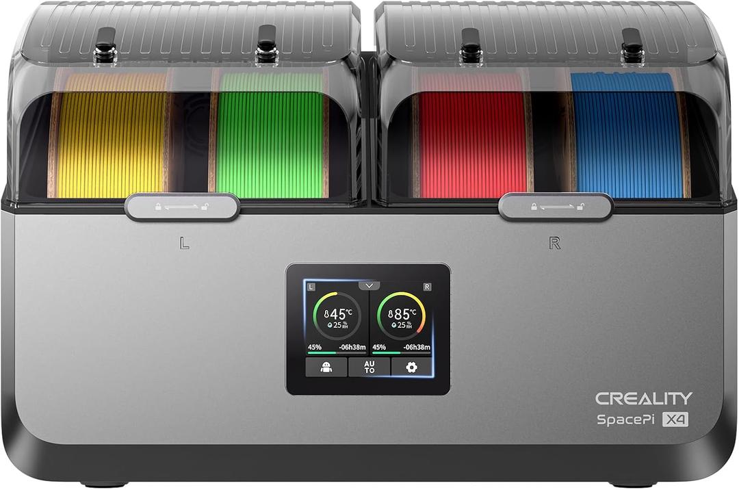 Official Creality Filament Dryer 4 Spools, Space Pi X4 Filament Storage Box, 85 Max Temperature, Dual Independent Heating Chambers, Power Saving for PLA PETG ABS TPU ASA PC PA PAHT