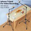 iPhone Tripod for Video Recording - Portable Cell Phone Tripod with Remote & Wheels, 72in Tall Adjustable Tripod Stand for iPhone/Android, Ideal for Vlog/Live Streaming/Content Creation