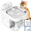 Cat Fountain with App Monitoring, 3 L Fresh & 1.35 L Waste Water System, Drinking Fountain for Cats, Filterless Automatic Water Dispenser with 5000 mAh, White