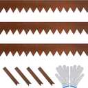 Worth Garden 3-Pack Pre-Rusted Cor-Ten Steel Landscape Edging - 40" L x 5.5" H Each (10ft Total) - No-Dig Hammer-in Heavy Duty 14-Gauge Metal Edging Border w/ 4 Clips & Gloves - Edge for Lawn Yard