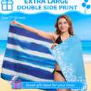 Personalized Microfiber Monogrammed Beach Towel Sand Free Quick Dry Super Absorbent Customized Initial Letter Lightweight Oversized Pool Swim Towels K Gifts for Women (K Blue Snow)