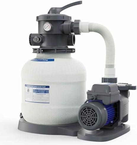 AQUASTRONG Sand Filter Pump for Above Ground Pool with Timer, 1/2 HP Pool Pump Max 2500 GPH for Pools up to 9000GAL, 12in Pool Sand Filter with 6-Way Valve, Improved Circulation for Crystal-Clear Pool