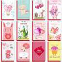 TRIDECOR Valentines Day Cards for Kids School – 24 Pack Flat Cards with Red Envelopes, 12 Cute Designs for Boys & Girls – Classroom Exchange Valentine Cards for Kids, Sweet School Gift Set (4”x6”)