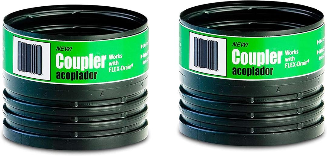 Flex-Drain 55020 Drain Pipe Coupler Adapter, Female to Female (2 Pack)