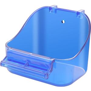 Acrylic Hanging Bird Bath Bird Caged Parrot Bathing Tub, Bird Cage Accessory Bathing Tub Bath for Small Brids Parakeet Canary Budgerigar Lovebirds (with Fixing Screws)(1PCS Blue)