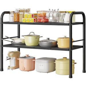 MIAOLI Under Sink Organizer, Kitchen Bathroom Organizers and Storage, shoe cabinet organizer with 8 Removable Panels, 2-Tier Expandable Multi-Purpose Storage Shelf (Expand from17.7 to 32.2")